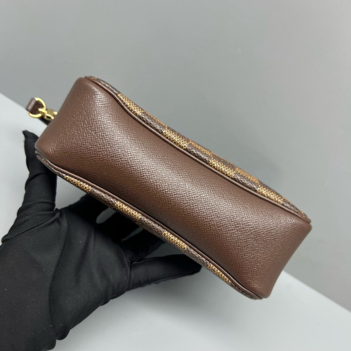 Louis Vuitton Trousse Make Up Bag Pochette Damier Ebene Brown