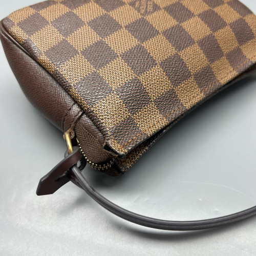 Louis Vuitton Trousse Make Up Bag Pochette Damier Ebene Brown