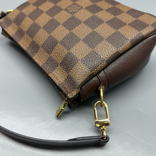 Louis Vuitton Trousse Make Up Bag Pochette Damier Ebene Brown