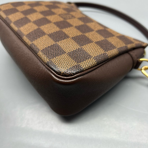 Louis Vuitton Trousse Make Up Bag Pochette Damier Ebene Brown