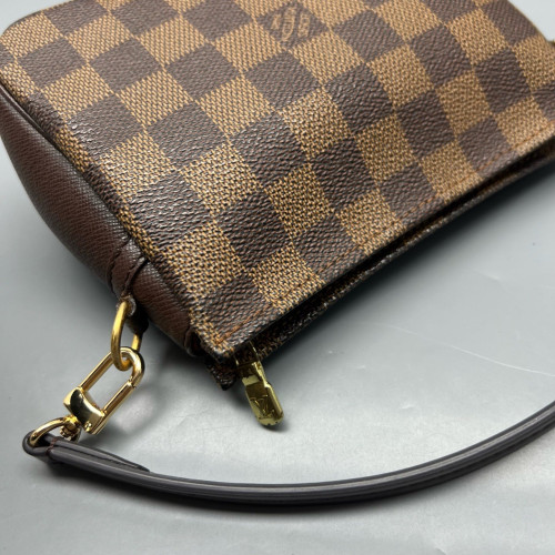 Louis Vuitton Trousse Make Up Bag Pochette Damier Ebene Brown