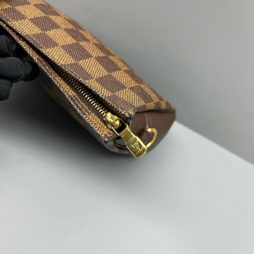Louis Vuitton Trousse Make Up Bag Pochette Damier Ebene Brown