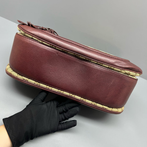 Gucci Tassel Peggy Bamboo Top Handle Bag GG Supreme Monogram Beige Brown
