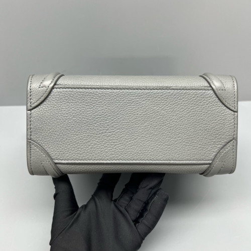 Celine Nano Luggage Grained Calfskin Grey Celine Nano Luggage Grained Calfskin Grey