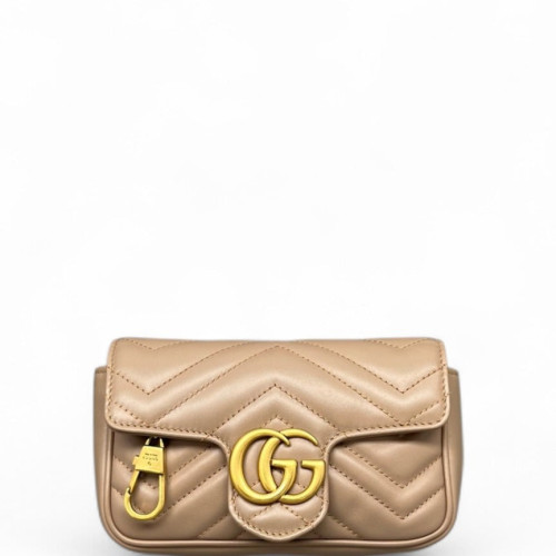 Gucci Matelasse Super Mini GG Marmont Calfskin Nude Pink