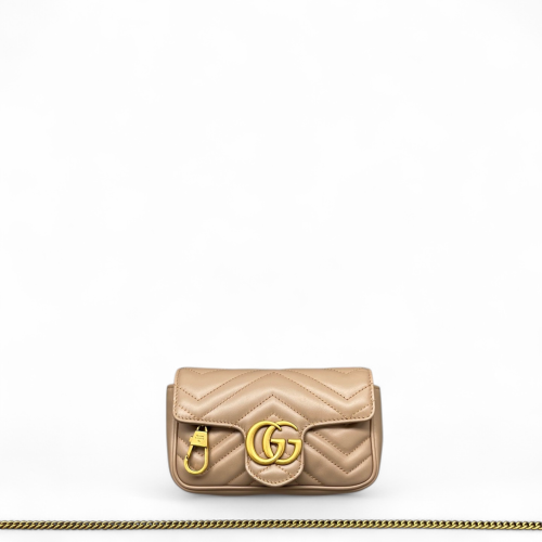 Gucci Matelasse Super Mini GG Marmont Calfskin Nude Pink