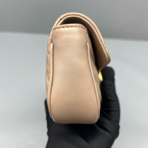 Gucci Matelasse Super Mini GG Marmont Calfskin Nude Pink