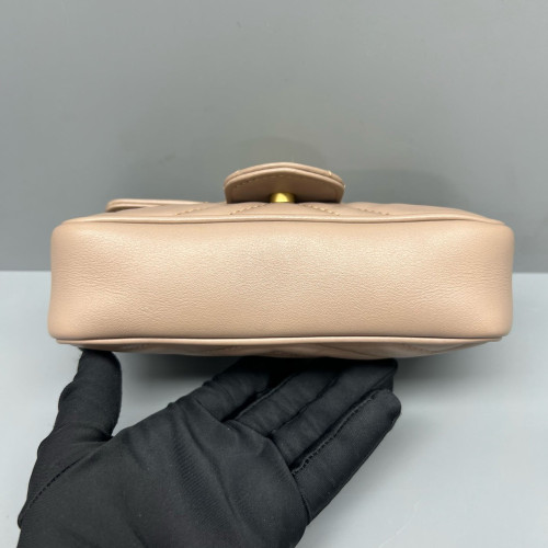 Gucci Matelasse Super Mini GG Marmont Calfskin Nude Pink