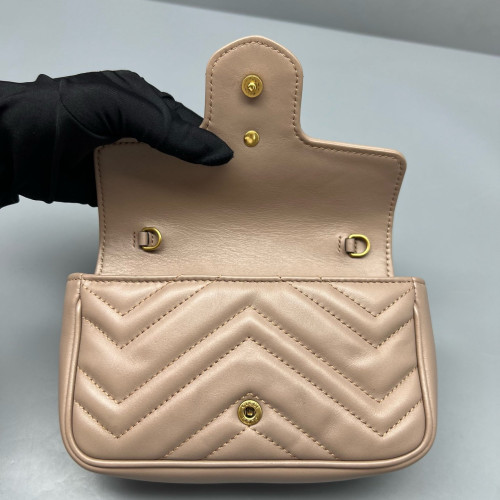 Gucci Matelasse Super Mini GG Marmont Calfskin Nude Pink