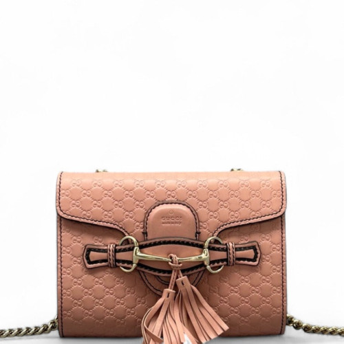 Gucci Mini Emily Chain Shoulder Bag Guccissima Pink