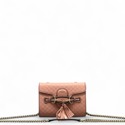 Gucci Mini Emily Chain Shoulder Bag Guccissima Pink