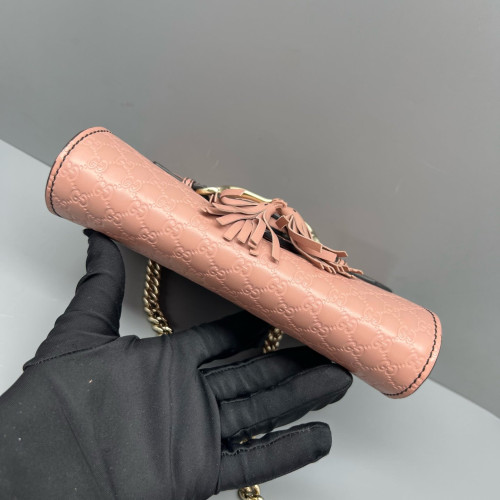 Gucci Mini Emily Chain Shoulder Bag Guccissima Pink