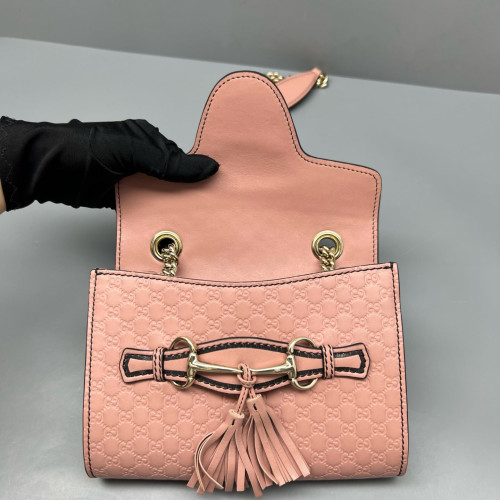 Gucci Mini Emily Chain Shoulder Bag Guccissima Pink