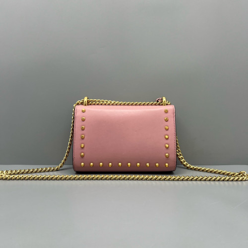 Gucci Studded Small Padlock Shoulder Bag Calfskin Pink