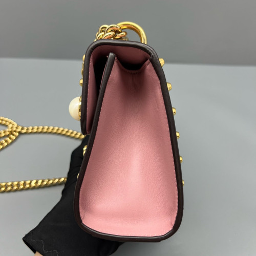 Gucci Studded Small Padlock Shoulder Bag Calfskin Pink