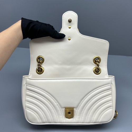 Gucci Matelasse Small GG Marmont Calfskin White