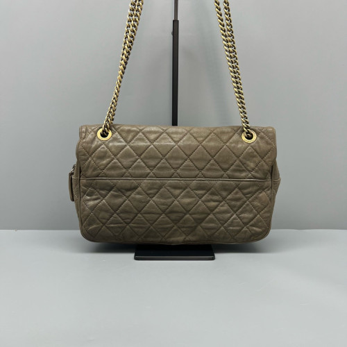 Chanel Quilted Large Flap Calfskin Taupe Grey