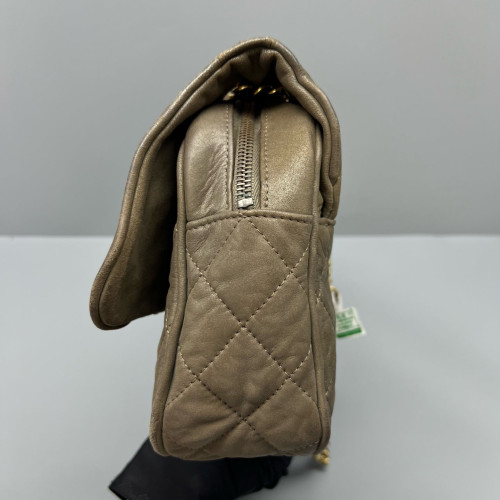 Chanel Quilted Large Flap Calfskin Taupe Grey