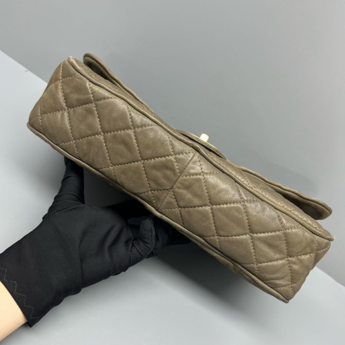 Chanel Quilted Large Flap Calfskin Taupe Grey