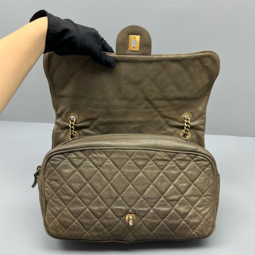 Chanel Quilted Large Flap Calfskin Taupe Grey
