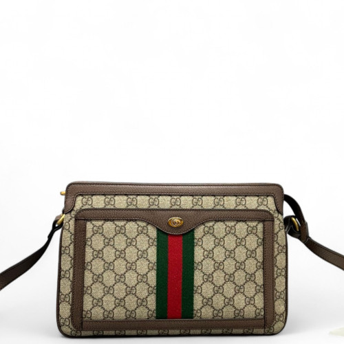 Gucci Ophidia Messenger GG Supreme Monogram Beige Ebony Beige Red