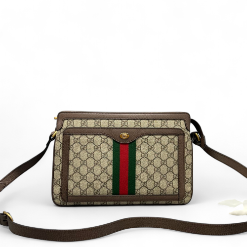 Gucci Ophidia Messenger GG Supreme Monogram Beige Ebony Beige Red