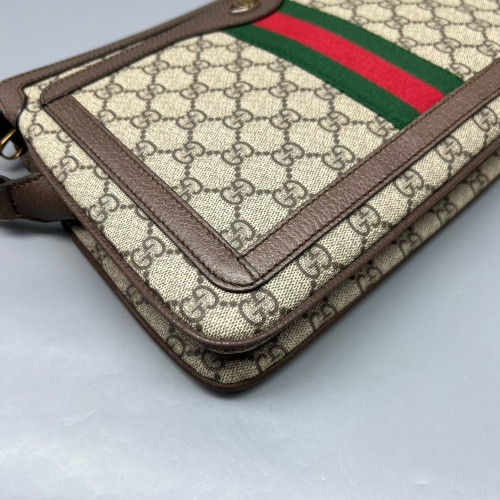 Gucci Ophidia Messenger GG Supreme Monogram Beige Ebony Beige Red