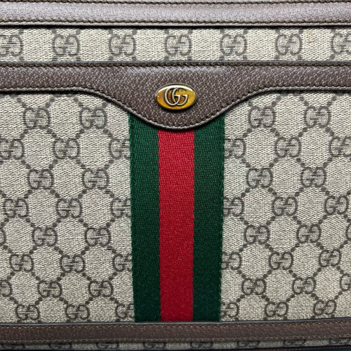 Gucci Ophidia Messenger GG Supreme Monogram Beige Ebony Beige Red