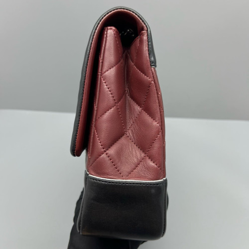 Chanel Quilted Flap Bag Calfskin Burgundy Black