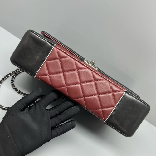 Chanel Quilted Flap Bag Calfskin Burgundy Black
