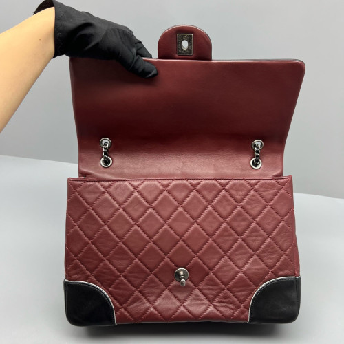 Chanel Quilted Flap Bag Calfskin Burgundy Black