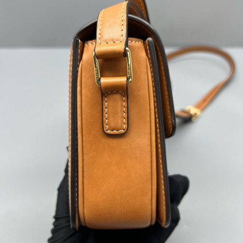 Celine Teen Triomphe Shoulder Bag Triomphe Brown Tan Black