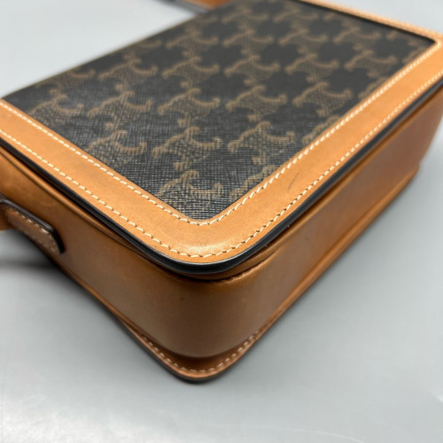 Celine Teen Triomphe Shoulder Bag Triomphe Brown Tan Black