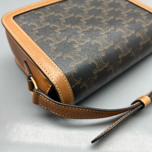 Celine Teen Triomphe Shoulder Bag Triomphe Brown Tan Black