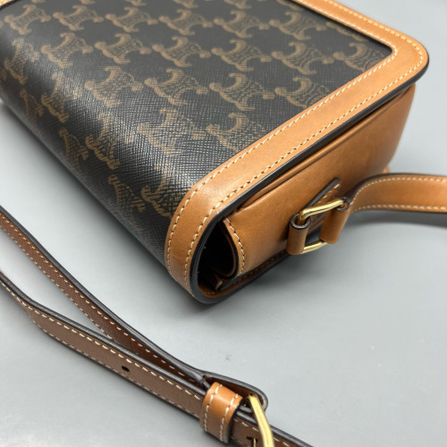 Celine Teen Triomphe Shoulder Bag Triomphe Brown Tan Black