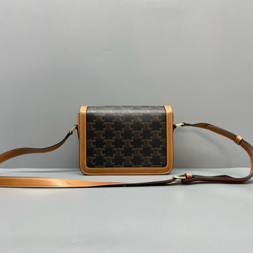Celine Teen Triomphe Shoulder Bag Triomphe Brown Tan Black