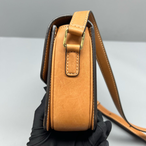 Celine Teen Triomphe Shoulder Bag Triomphe Brown Tan Black
