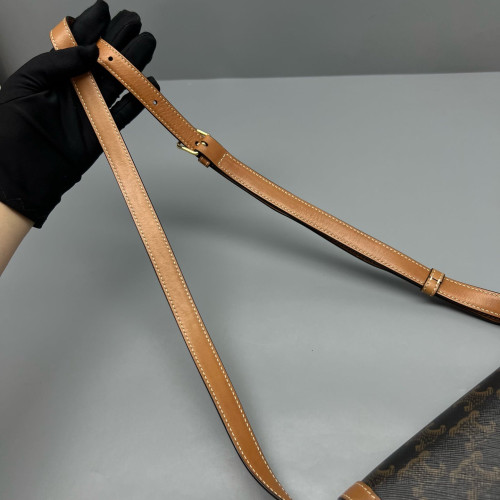 Celine Teen Triomphe Shoulder Bag Triomphe Brown Tan Black