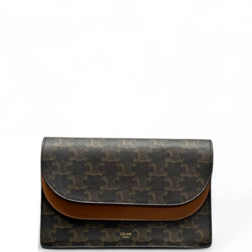Celine Wallet On Strap Triomphe Brown Black