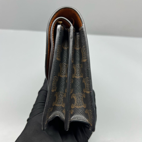 Celine Wallet On Strap Triomphe Brown Black