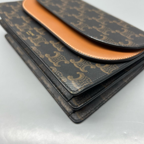 Celine Wallet On Strap Triomphe Brown Black
