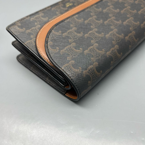 Celine Wallet On Strap Triomphe Brown Black