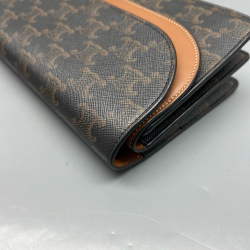 Celine Wallet On Strap Triomphe Brown Black