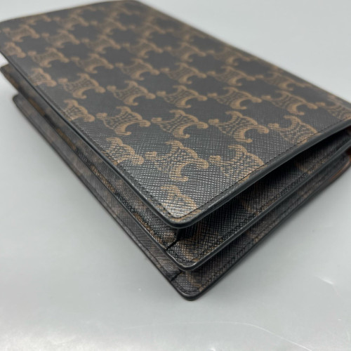 Celine Wallet On Strap Triomphe Brown Black
