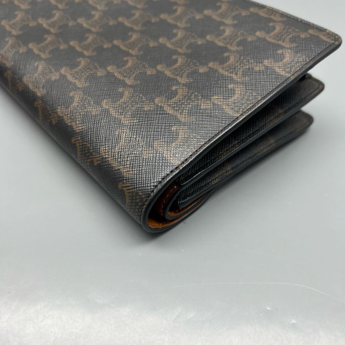 Celine Wallet On Strap Triomphe Brown Black