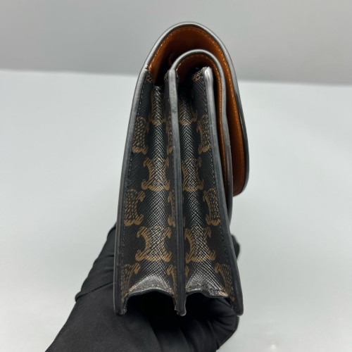 Celine Wallet On Strap Triomphe Brown Black