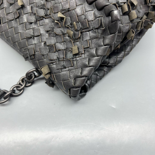Bottega Veneta Large Olimpia Shoulder Bag Calfskin Intrecciato Dark Grey