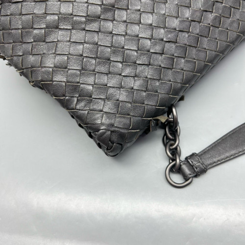 Bottega Veneta Large Olimpia Shoulder Bag Calfskin Intrecciato Dark Grey