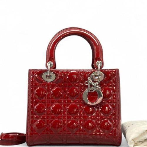 Dior Medium Lady Dior Patent Calfskin Red Dior Medium Lady Dior Patent Calfskin Red