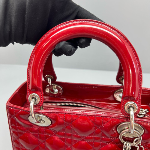 Dior Medium Lady Dior Patent Calfskin Red Dior Medium Lady Dior Patent Calfskin Red